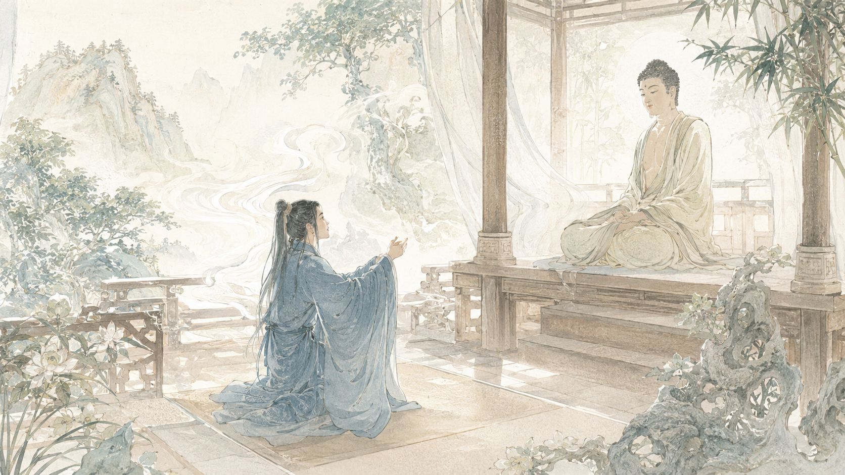 第 5 品第 2 张配图：不也，世尊！不可以身相得见如来。