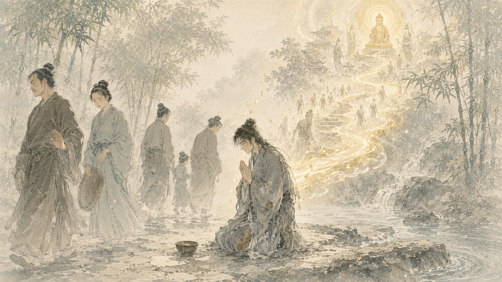 第 16 品第 2 张配图：以今世人轻贱故，先世罪业则为消灭，当得阿耨多罗三藐三菩提。