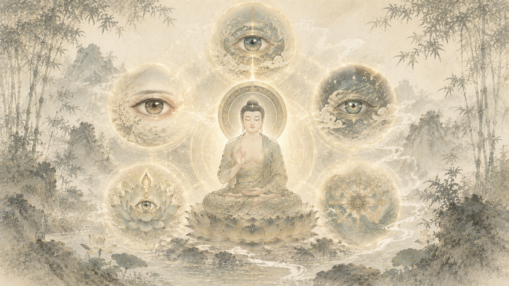 第 18 品第 1 张配图：如来有肉眼、天眼、慧眼、法眼、佛眼。